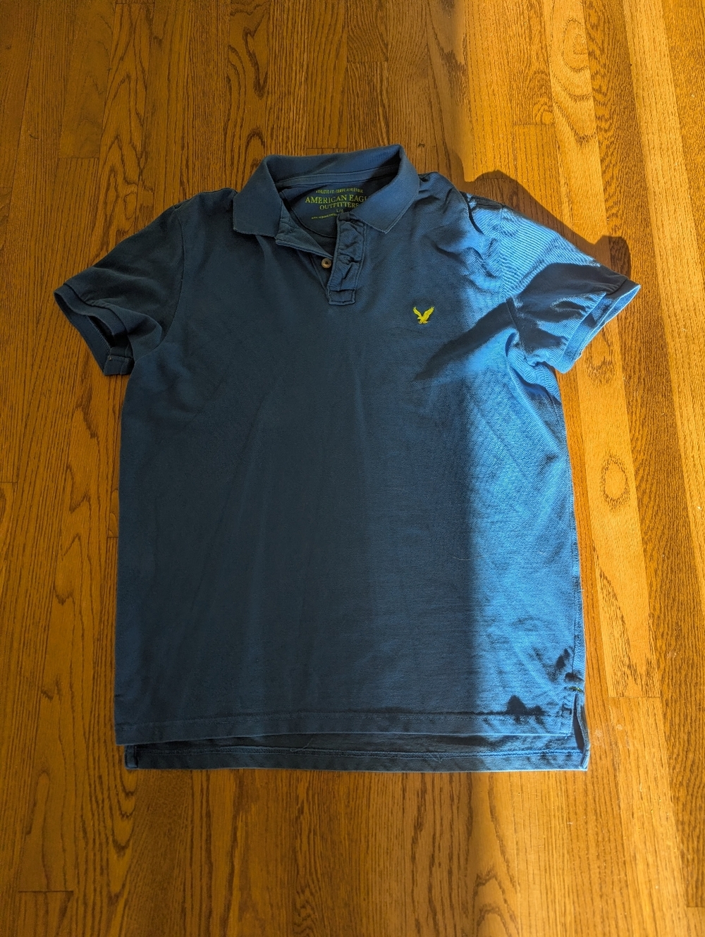 American Eagle Blue Short Sleeve Athletic Fit Cotton Polo Shirt Men's Large Y2K